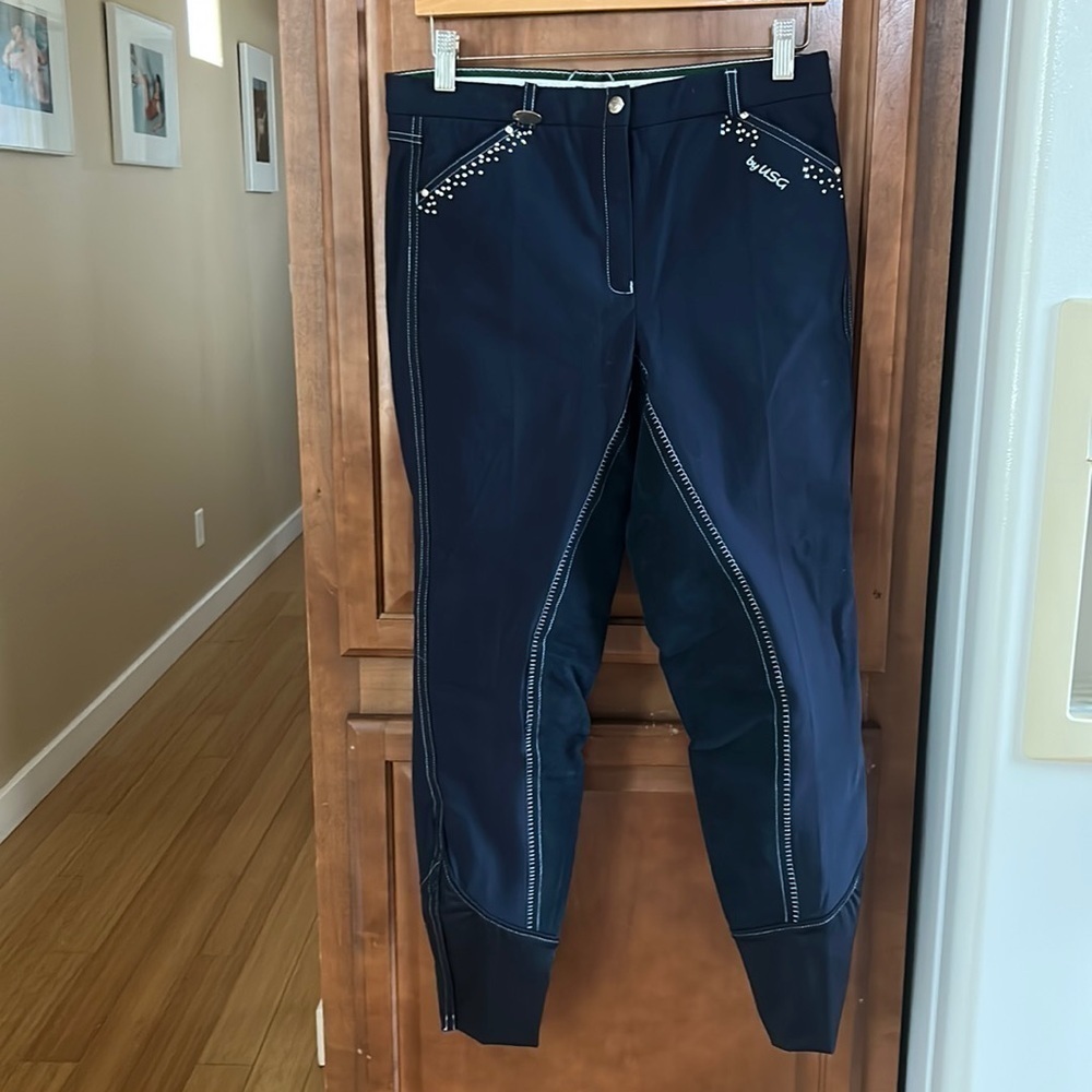 USG full seat navy  breeches with bling! Dressage Equestrian